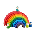 Learning Game Family Creative Wooden Rainbow Montessori Early Education Kids Stacker Brick Building Blocks